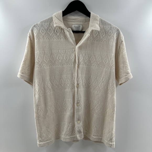 American Eagle Outfitters Other - American Eagle Cream Textured Button Down Shirt Men’s Size Medium 100% Cotton
